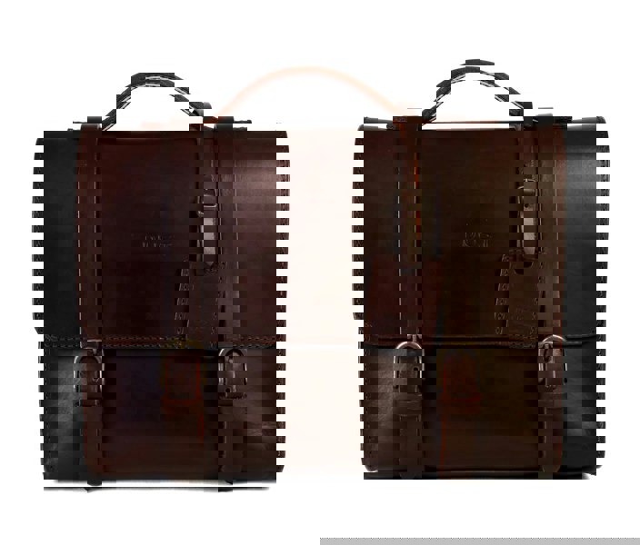 Leather Briefcase in Cuoio Dark Brown Mod 125