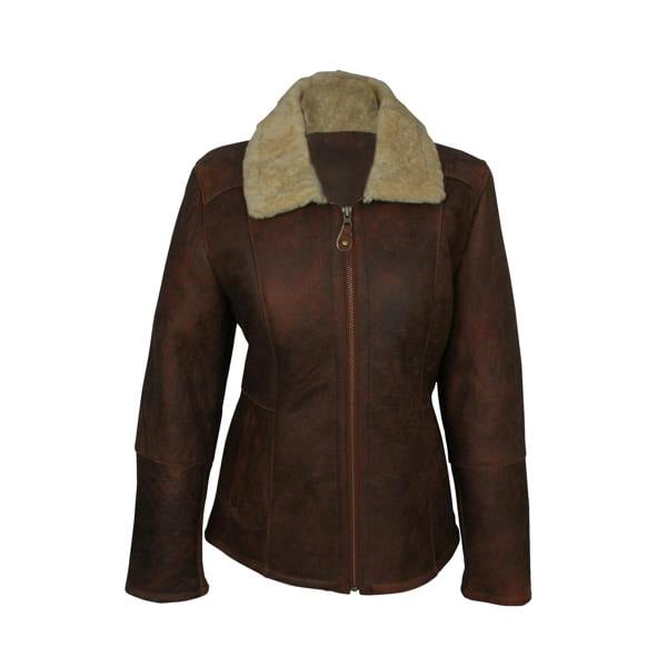 Eastern Counties Leather Womens Hillary Aviator Sheepskin Coat - Brick Forest