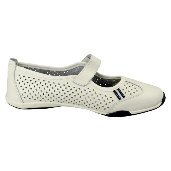 Down to Earth Ladies Down To Earth Casual Flat Leather Hook & Loop Strap Shoes F80066