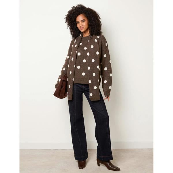 Blue Vanilla Polka Dot Knit Jumper With Scarf