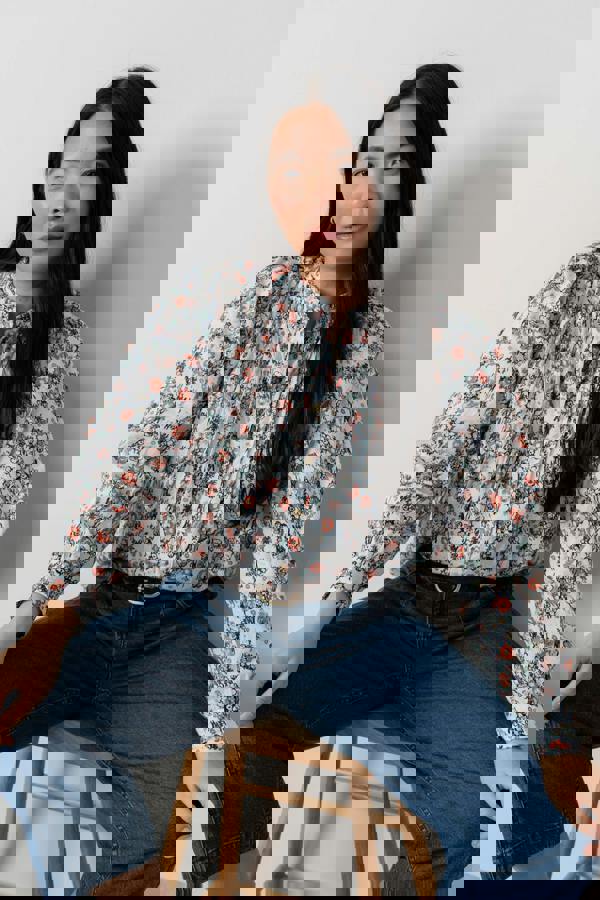 Lily & Me Flora Organic Cotton Ditsy Print Blouse Ecru