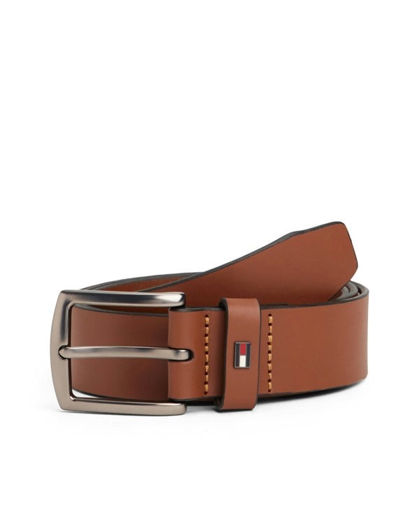 Tommy Hilfiger Denton Enamel Flag Mens Leather Belt - Winter Cognac