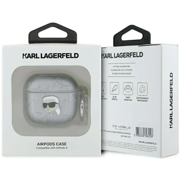 Karl Lagerfeld Monogram Karl Head Case for AirPods 4 Silver - KLA4PGKIPS