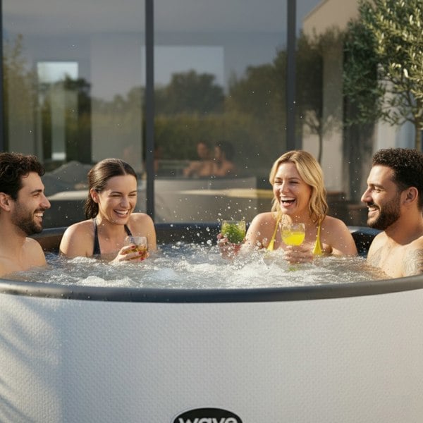 Wave Ontario | 4/6 Person Round Drop Stitch Hot Tub | Herringbone | UKCA