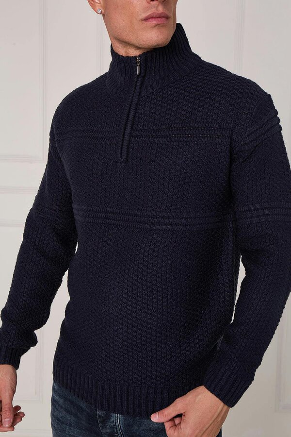 Elaina Fashion Men’s Textured Half Zip Jumper