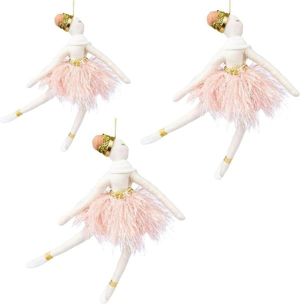 2cm Light Pink Ballerina Doll Christmas Tree Hanging Decorations, Pack of 3 image 7