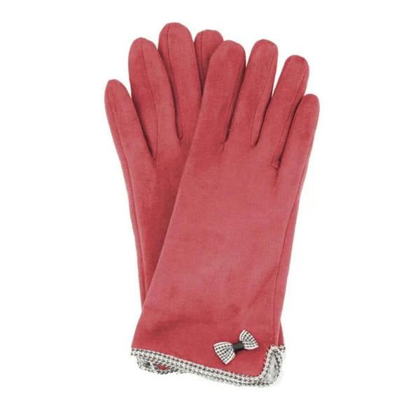 Eastern Counties Leather Womens Gaby Faux Suede Touch Screen Gloves - Cranberry