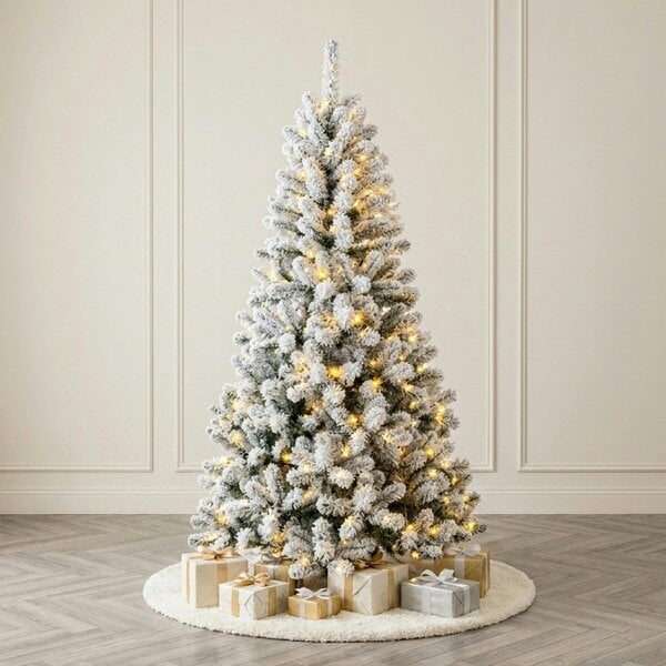 Garden Greatness 6.5ft Heritage Fir Artificial Pre Lit Flocked Christmas Tree