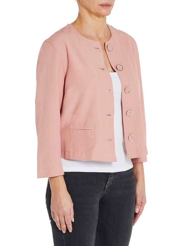 PennyPlain Linen Blend Crop Jacket - Dusk