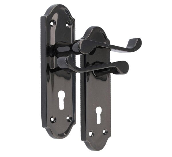 EDH Door Hardware Askworth Door Handle Set – Black Nickel Internal Lock Door Handles 170mm x 48mm