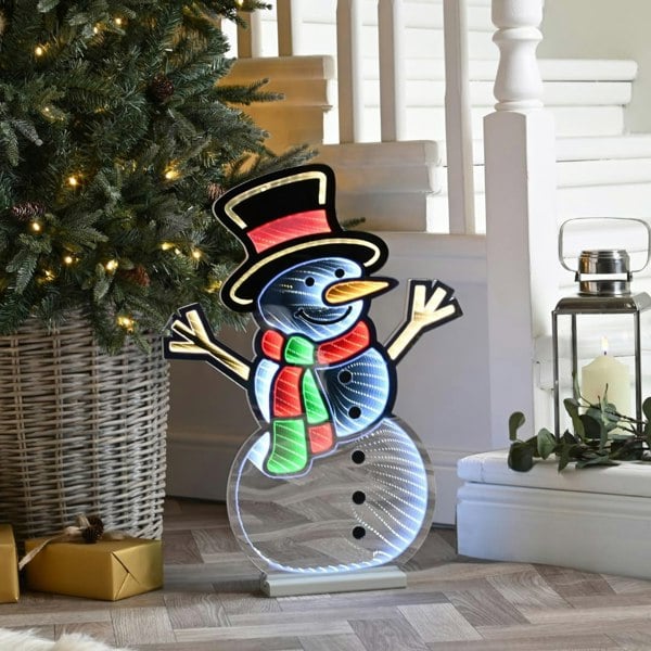Samuel Alexander 60cm Light up Standing Snowman Infinity Christmas Decoration with Multi-Coloured LEDs