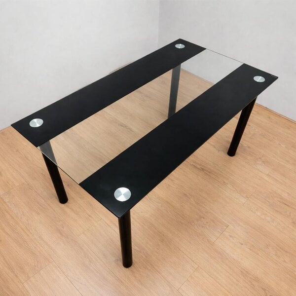 Kosy Koala Black Glass Dining Table Set With 6 Black Velvet Chairs For Dining Room And Kitchen Furniture