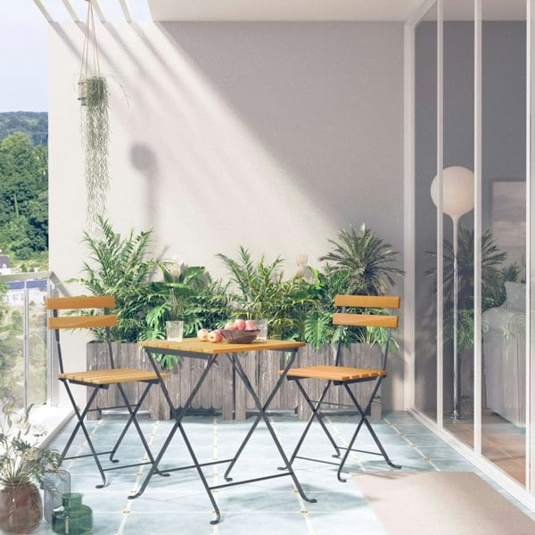 Berkfield 3 Piece Folding Bistro Set Solid Acacia Wood