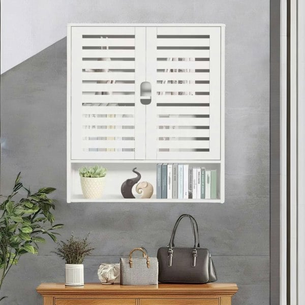 BMBO Wooden Bathroom Wall Storage Cabinet Organiser White