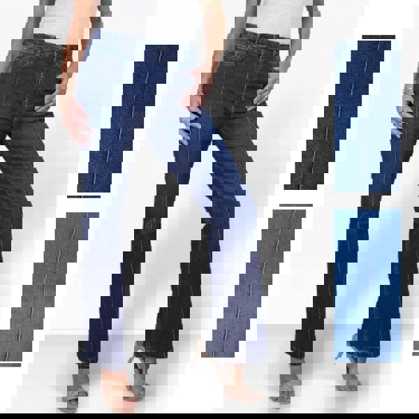 Paulo Due Womens High Rise Flared Denim Jeans with Front Pintuck Detail