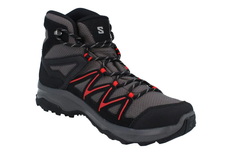 Salomon Daintree Mid Gtx Mens Walking Boots 475366 Hiking  475366 - Magnet Black High Risk Red 475366 - Photo 3