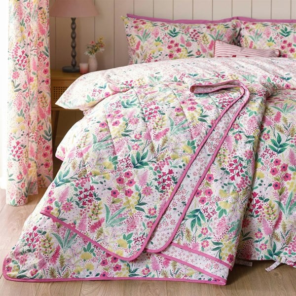 Catherine Lansfield Tilly Floral Pink Bedspread