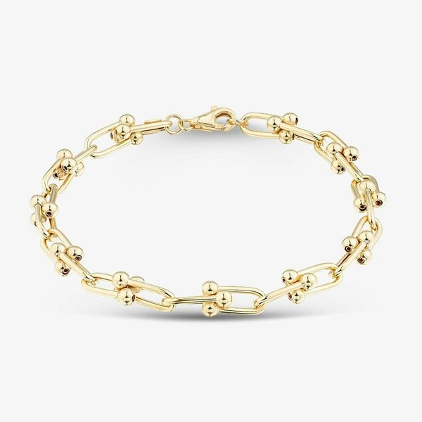 T. H. Baker 9ct Yellow Gold 7.5 Inch Fancy Ball Bar Chain Bracelet HTLC-600-9Y-7.5