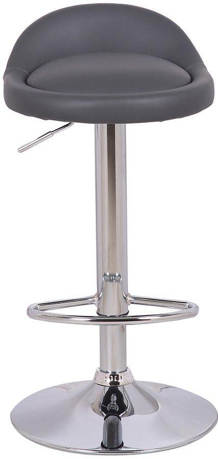 Lamboro Sofia Breakfast Bar Stool, Chrome Stem, Height Adjustable Swivel Gas Lift, Home Bar & Kitchen Faux-Leather Barstool, Charcoal Grey