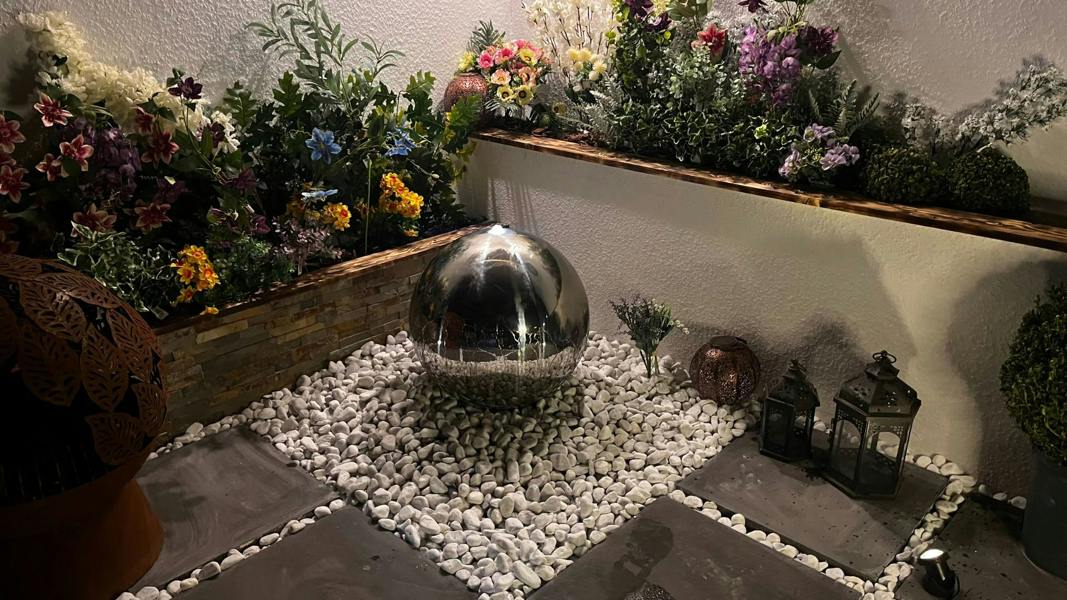 Tranquillity Water Features 40cm Stainless Steel Sphere Modern Metal Water Feature