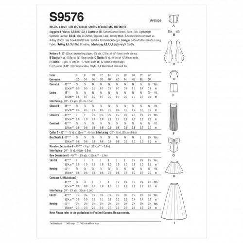 Simplicity Sewing Pattern 9576, Costumes, Corsets for Women, H5 (6-8-10-12-14) - Intermediate
