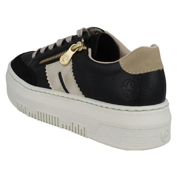 Rieker Ladies Rieker Textured Leather Platform Trainers M1912