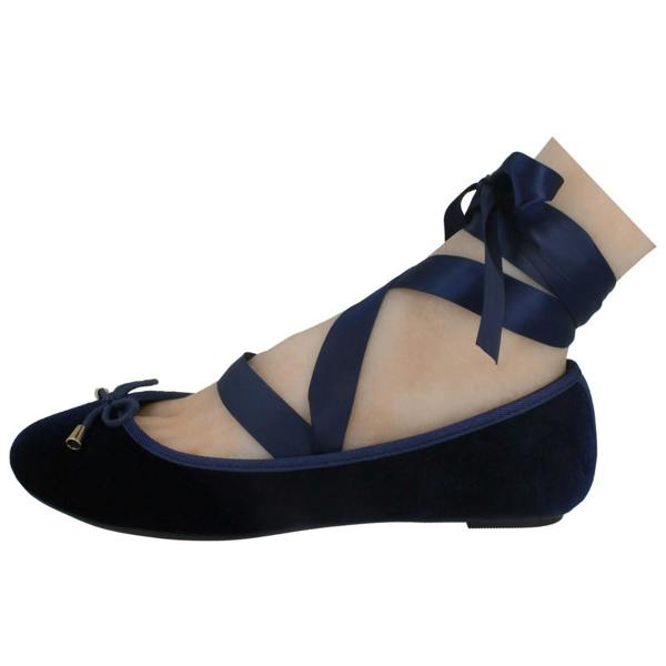 Spot On Ladies Spot On Tie Up Leg Ribbon Flat Ballerina Shoe F80273