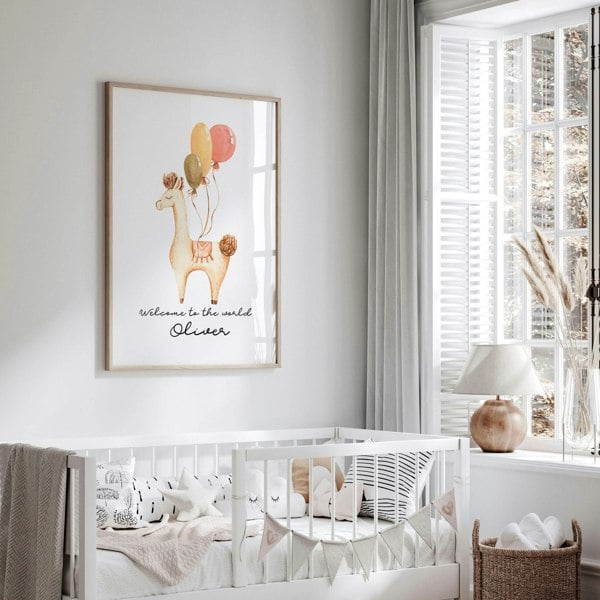 Childrens bedroom decorations | Llama Wall art for Nursery