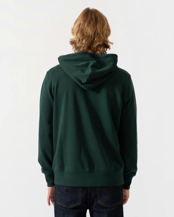 Back of the GANT Mens Regular Fit Shield Logo Full Zip Hoodie - 374 Tartan Green