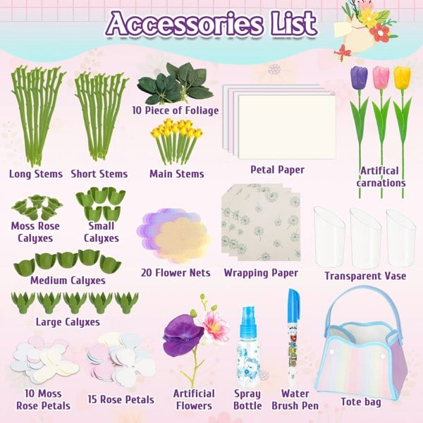 deAO Toys Fabulous Flowers DIY Flower Bouquet Kit for Kids