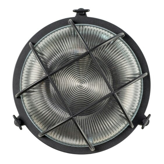 Happy Homewares Industrial Inspired Outdoor IP65 Matte Black Flush Ceiling Light