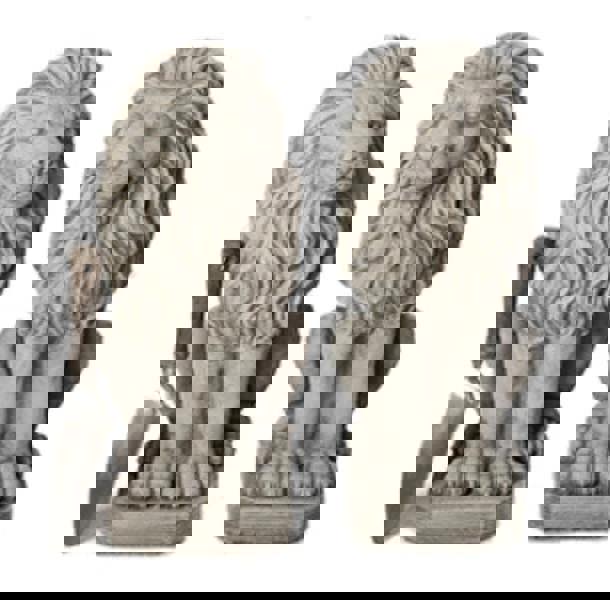 Pair of Sitting Lions stone garden statue