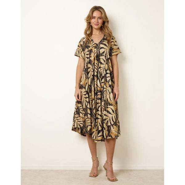 Blue Vanilla Topical Print Kimono Style Oversized Dress