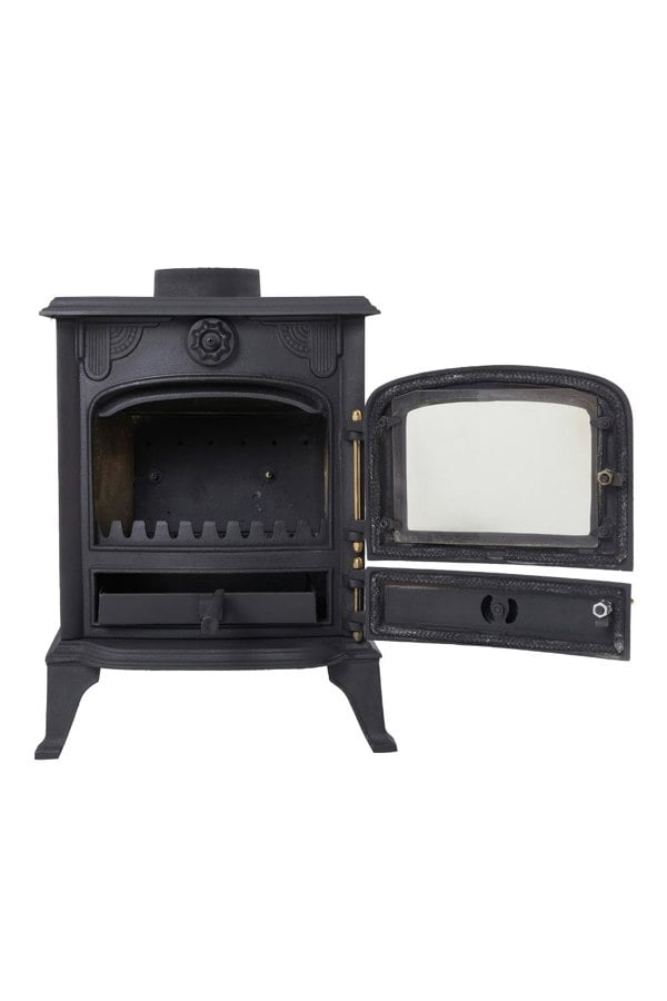 Living and Home Freestanding Cast Iron Wood Burning Stove Fireplace with Stove Pipe