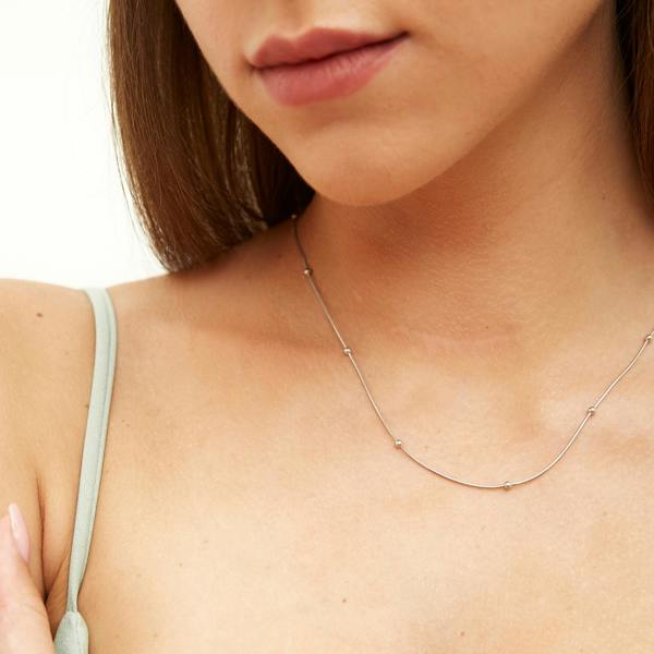 Spero London Beaded Satellite Sterling Silver Chain Necklace Layering Set