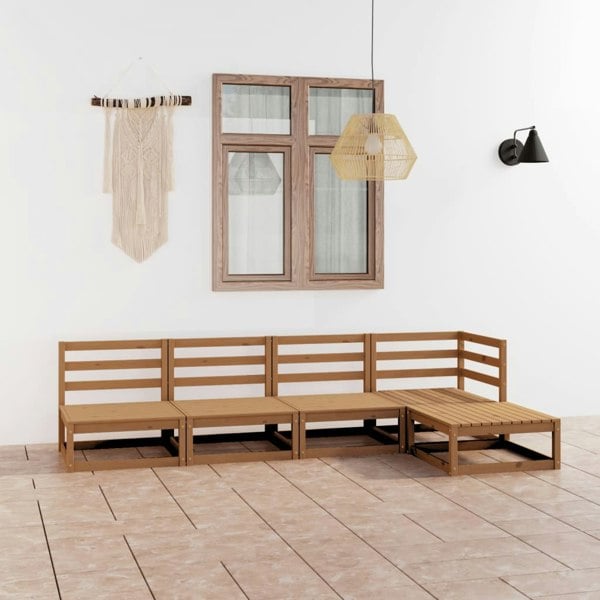 Berkfield 5 Piece Garden Lounge Set Honey Brown Solid Wood Pine