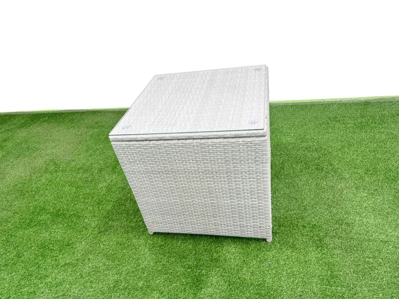 Fimous Outdoor Rattan Garden Furniture Dining Set 10 seater Patio Rectangular Table 3 Seater Sofa Armchair Set with 2 Side Tables 3 Stools