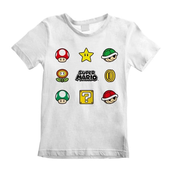 Super Mario Childrens/Kids Items Logo T-Shirt - White