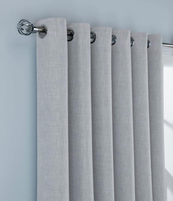 Smart Living Linen Look Blackout Eyelet Curtain - Silver