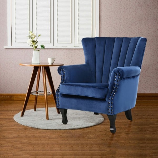 Blue Velvet Wingback Chair Upholstered Armchair Wingback Chairs Living and Home