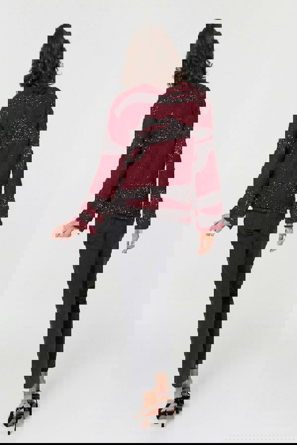 Burgundy | Metallic Sparkly Animal Print Jumper