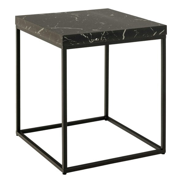 Wyld Haus Hazelmere Black Marble Marquina Coffee Table Black Metal Legs