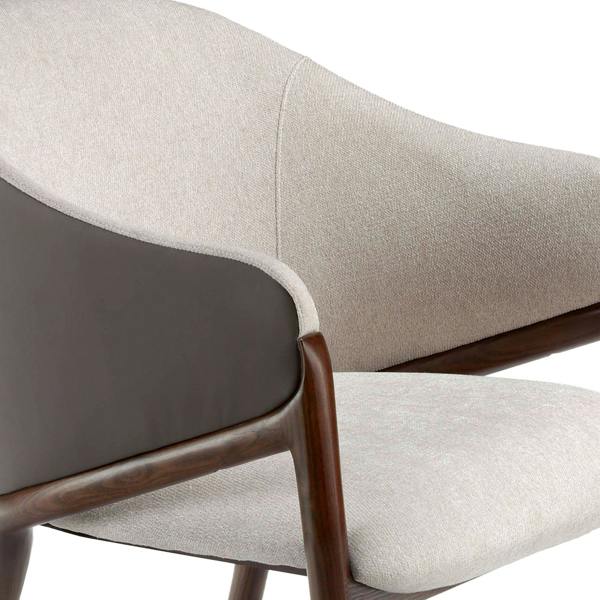 Angel Cerdá Beige Fabric and Dark Mink Leatherette Chair 4090