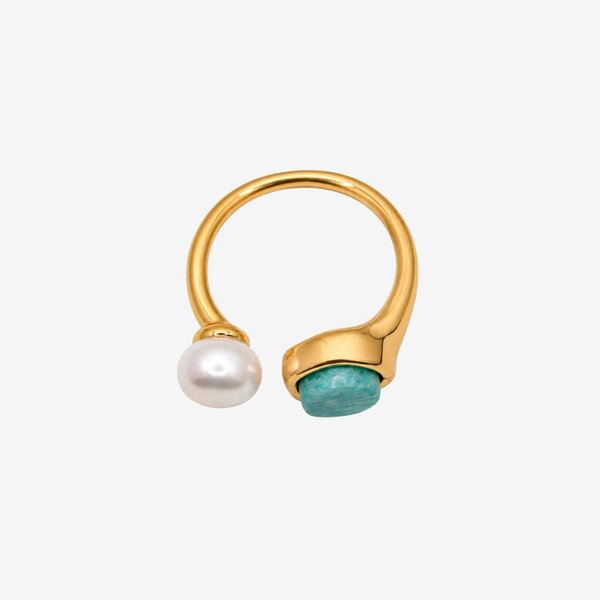 Uchi & Soto Shinju Pearl and Amazonite Stone Ring