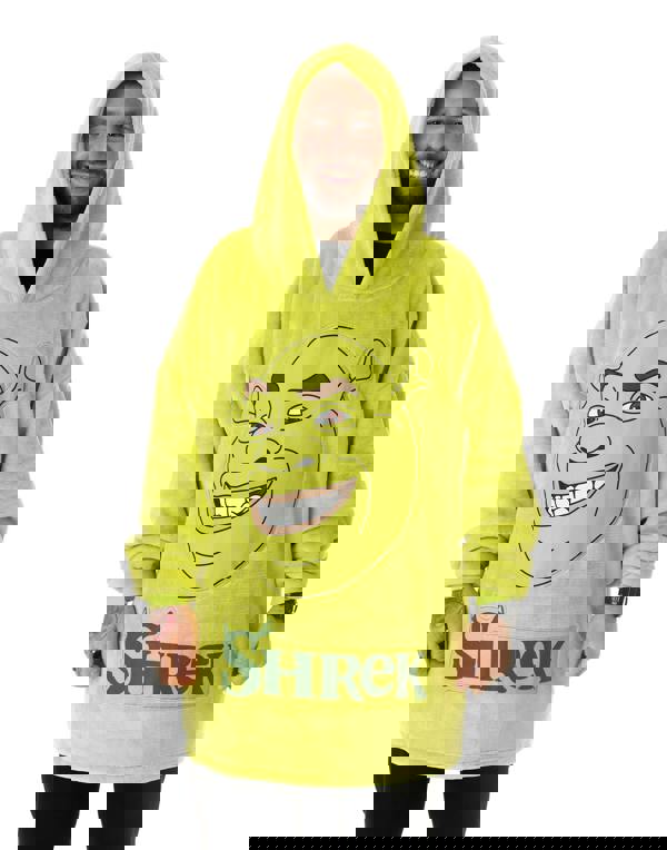 Shrek Unisex Green Character Face Blanket Hoodie (One Size)