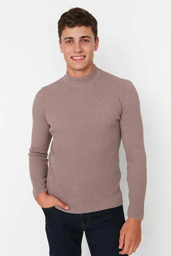 WOVCOR Half Turtleneck Ribbed Knit Men's Sweater