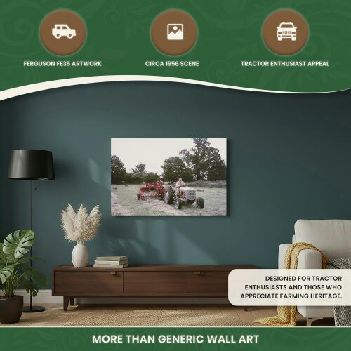 Ferguson FE35 Tractor Canvas Print – Countryside Wall Art, Stretched Wooden Frame, 60 × 40 cm