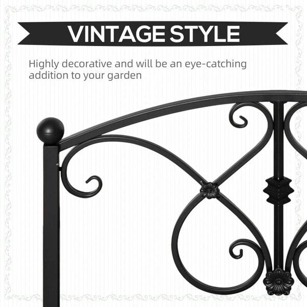 102L x 48W x 49H Classic Metal Garden Bridge with Safety Railings Arc Footbridge Decorative Pond Bridge for Backyard Creek Stream, Black