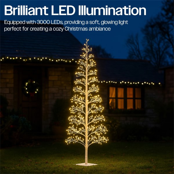 Xmas Haus 180cm White Wire Tree 3000Warm White Micro led 5m Cable