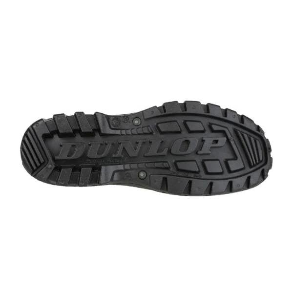 Underside of Dunlop boot showing aggressive tread designed for slippery or uneven ground